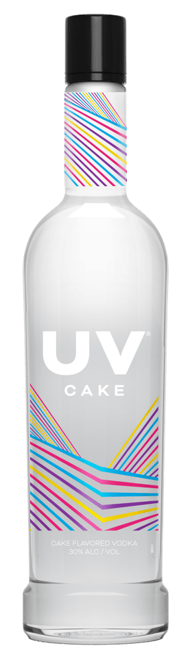 A white bottle of cake flavored vodka