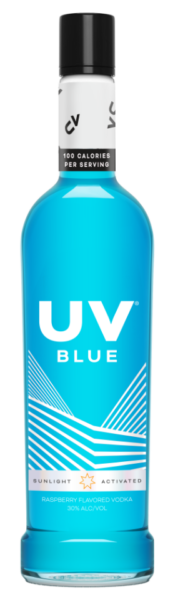 A blue bottle of blue vodka