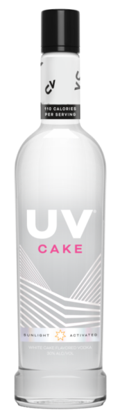 A white bottle of cake flavored vodka