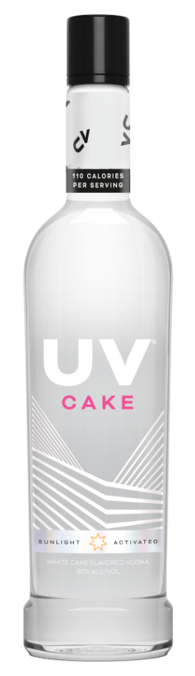 A white bottle of cake flavored vodka