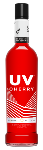 A red bottle of cherry vodka